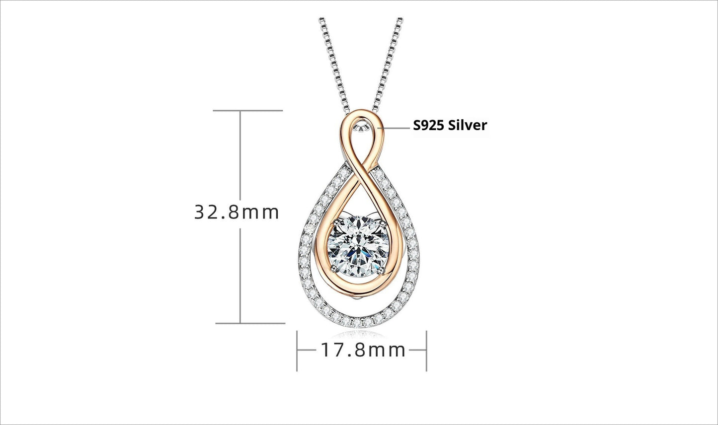 3 Carat Moissanite Infinity Necklace - S925 Sterling Silver Pendant for Women