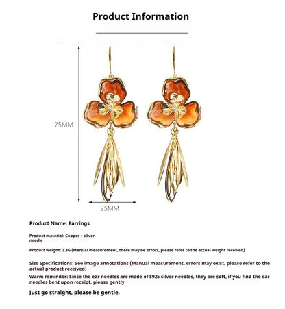 Amber Resin Flower Earrings - 3D Floral Statement Earrings for Women