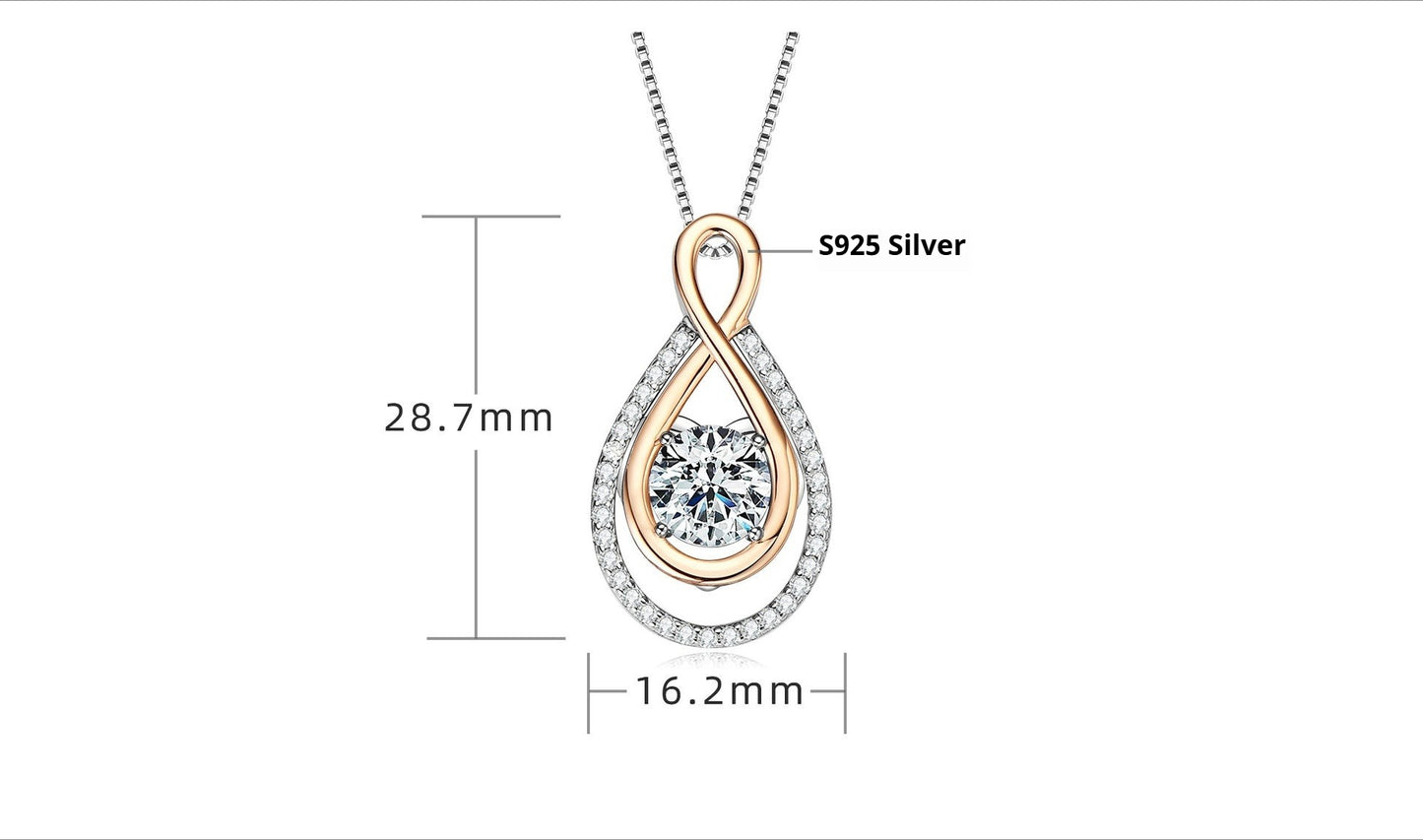 3 Carat Moissanite Infinity Necklace - S925 Sterling Silver Pendant for Women