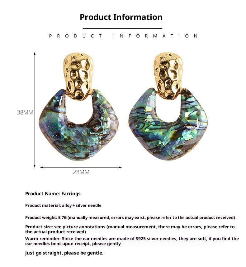 Abalone Shell Earrings - Sterling Silver Elegant Drop Earrings for Women