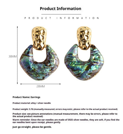 Abalone Shell Earrings - Sterling Silver Elegant Drop Earrings for Women