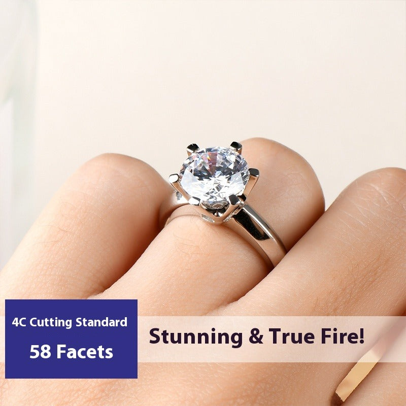Classic Six-Prong D Color Moissanite Ring - 18K Gold Plated Engagement Ring