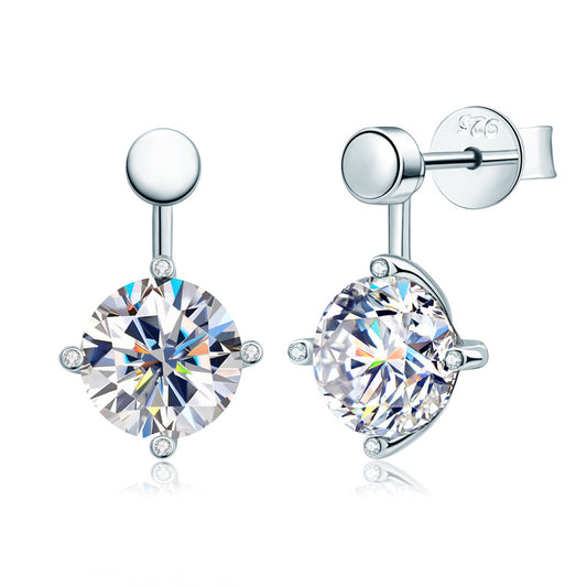 Moissanite Stud Earrings - Sterling Silver Designer Jewelry for Women