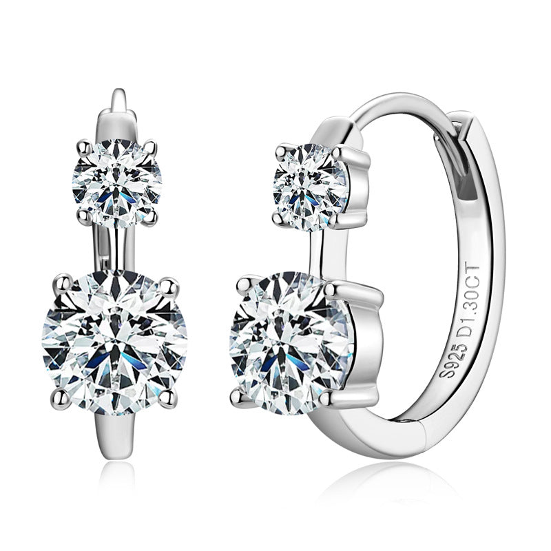Double Stone Moissanite Stud Earrings - S925 Sterling Silver Rose Gold Plated