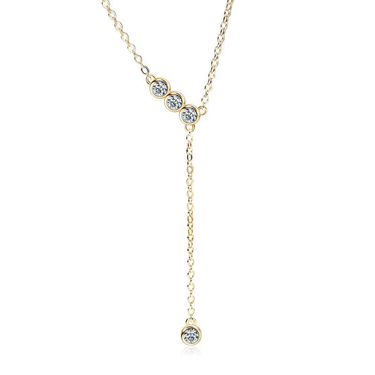 S925 Sterling Silver Y-Chain Necklace - Moissanite Tassel Lariat Necklace