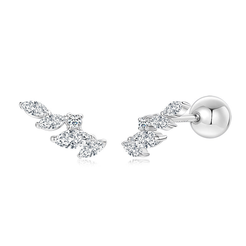 Angel Wings Moissanite Stud Earrings - D Color 925 Sterling Silver for Women