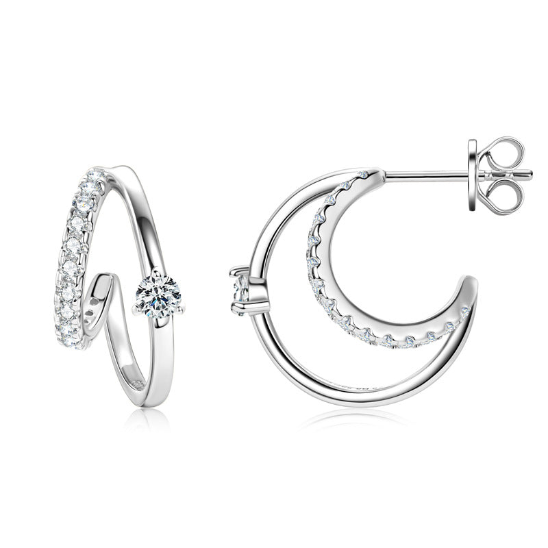 Irregular D-Color Moissanite Stud Earrings - S925 Sterling Silver for Women