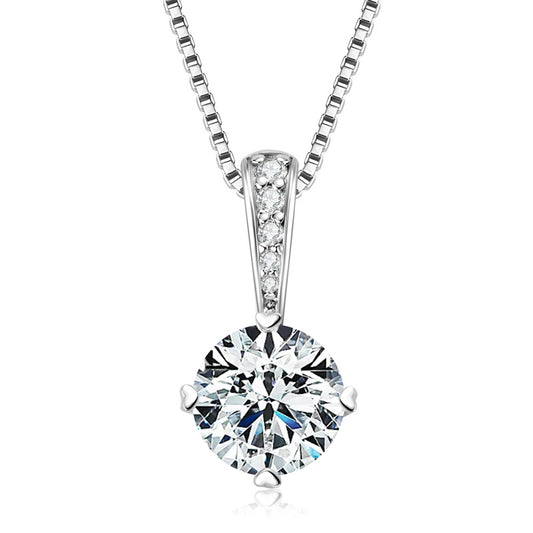S925 Sterling Silver Four Prong Moissanite Necklace - 18K Gold Plated Pendant