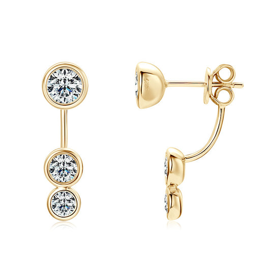 Convertible Moissanite Stud Earrings - Sterling Silver 2-in-1 Design for Women