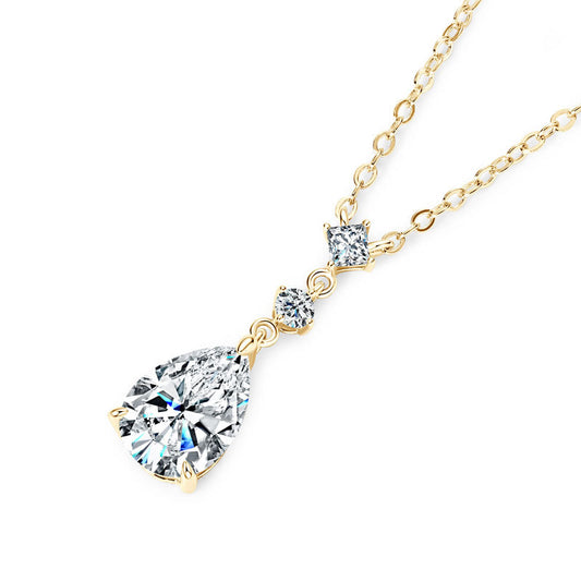 S925 Sterling Silver D-Color Moissanite Water Drop Pendant Necklace