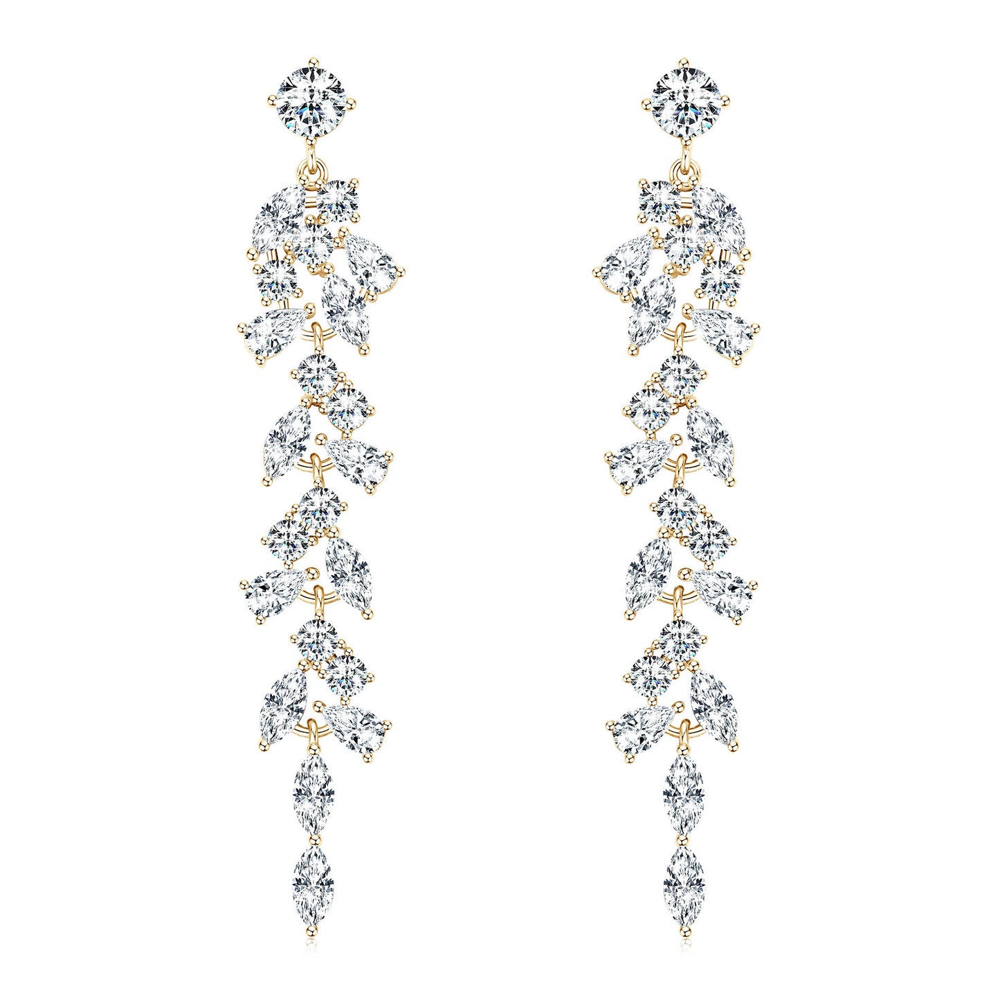 S925 Sterling Silver Sparkling Zircon Tassel Earrings - Elegant Drop Fringe Earrings