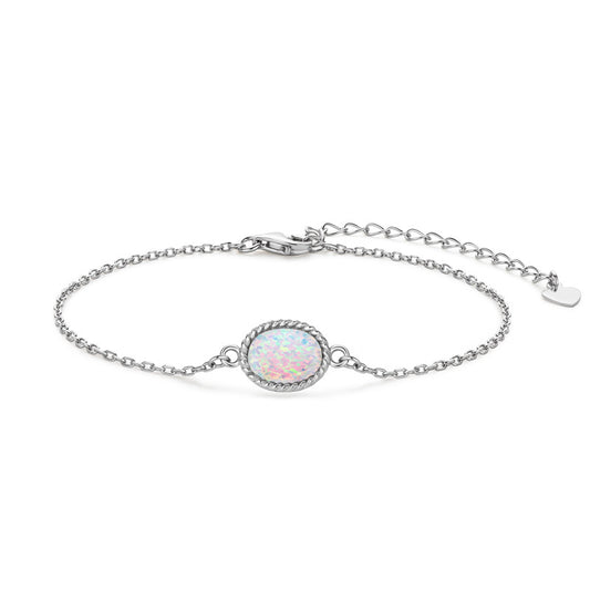French Retro Opal Bracelet - S925 Sterling Silver Vintage Jewelry for Women