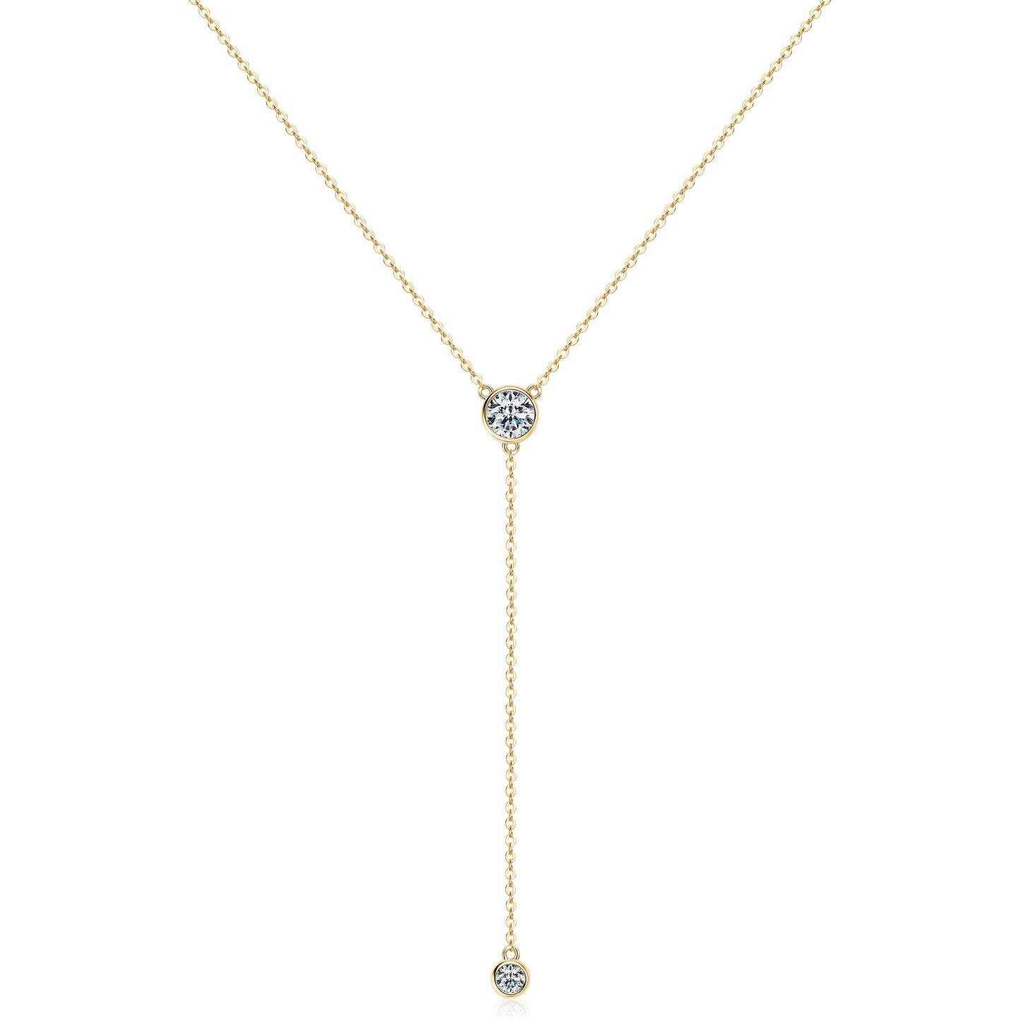 Y-Chain Moissanite Fringe Necklace - S925 Sterling Silver High-End Collarbone Chain