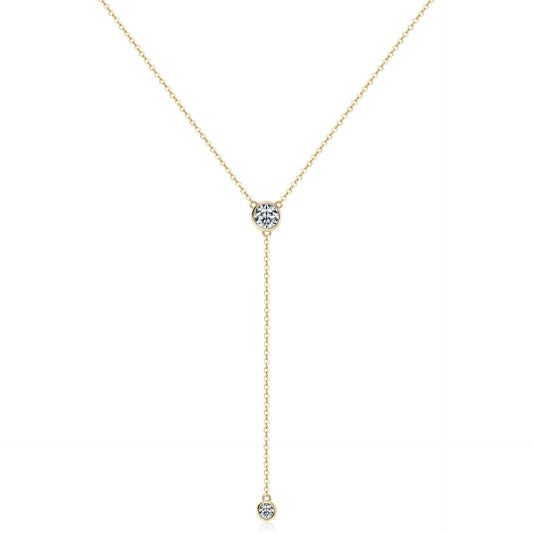 Y-Chain Moissanite Fringe Necklace - S925 Sterling Silver High-End Collarbone Chain