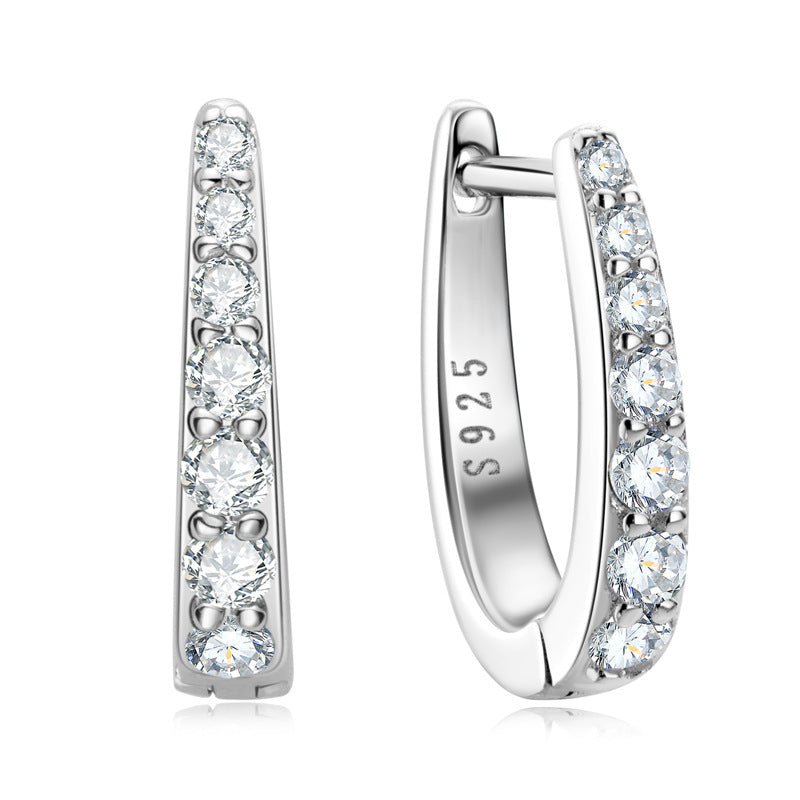 S925 Sterling Silver U-Shaped 0.3 Carat Moissanite Earrings - Versatile Style
