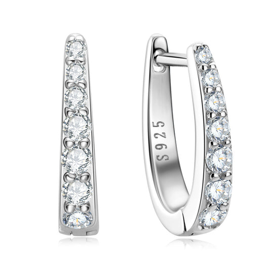 S925 Sterling Silver U-Shaped 0.3 Carat Moissanite Earrings - Versatile Style