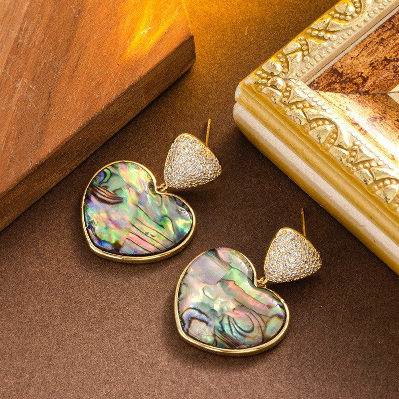 Abalone Shell Stud Earrings - Natural Shell Sterling Silver Post Earrings for Women
