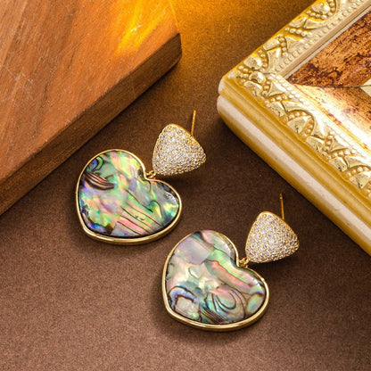 Abalone Shell Stud Earrings - Natural Shell Sterling Silver Post Earrings for Women