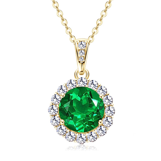 925 Sterling Silver Emerald Teardrop Necklace - Geometric Pendant Chain Necklace