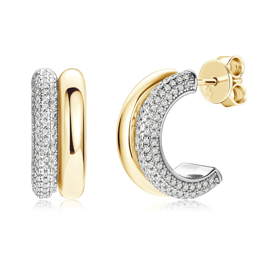 S925 Sterling Silver C-Shaped Moissanite Stud Earrings - French Luxury Style