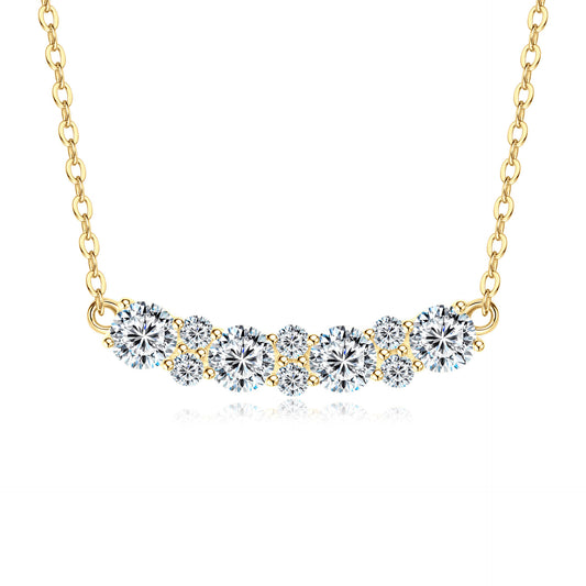 Moissanite Smile Necklace - S925 Sterling Silver Collarbone Chain for Women