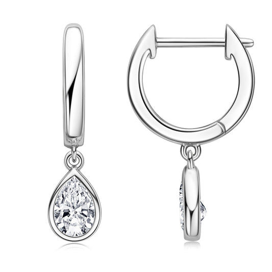 S925 Sterling Silver Moissanite Water Drop Earrings - Fringe Design