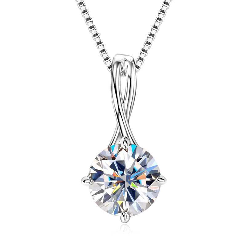 3 Carat Moissanite Teardrop Pendant Necklace - Sterling Silver for Women