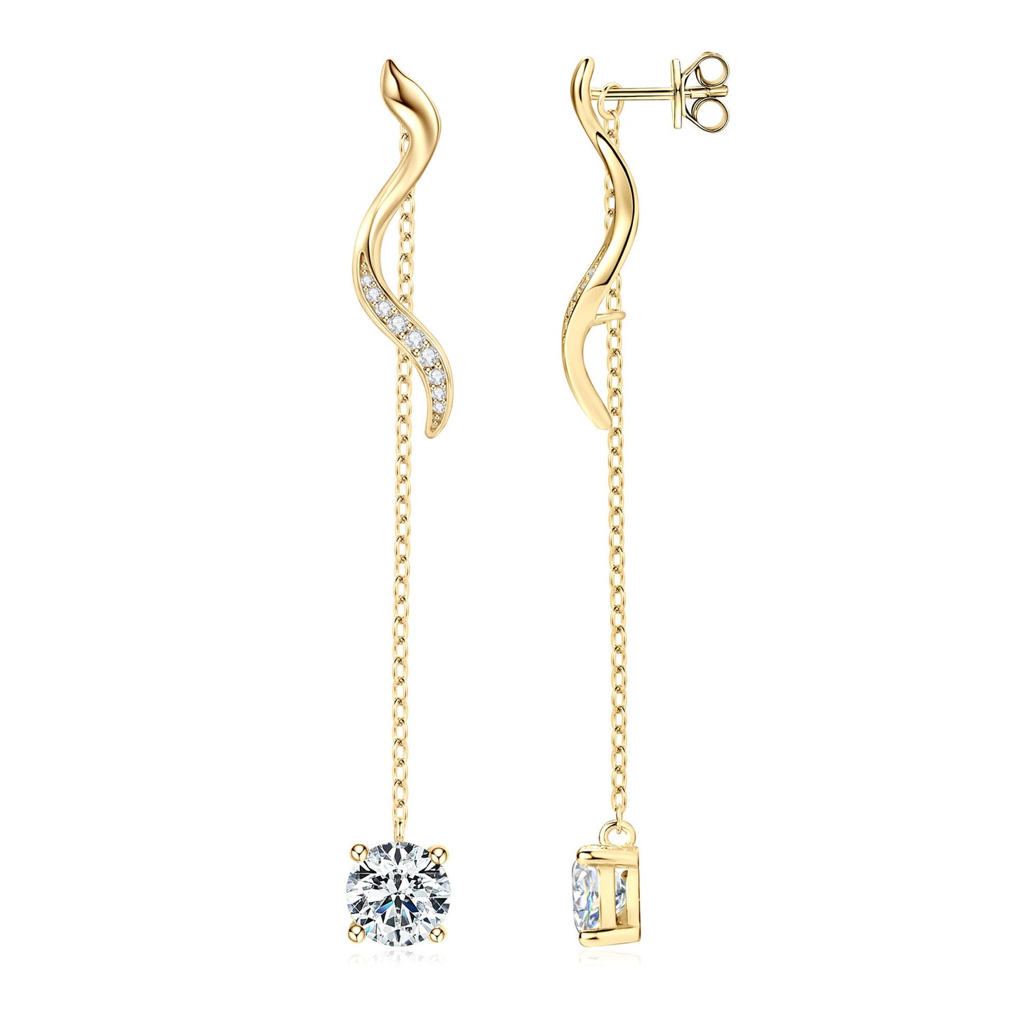 Long Tassel Moissanite Drop Earrings - 925 Sterling Silver Statement Earrings