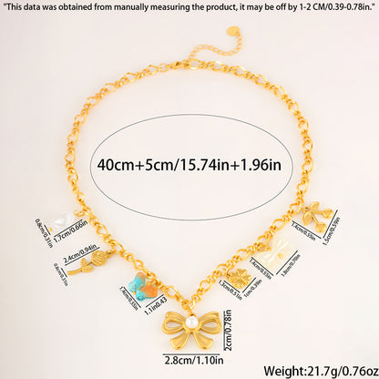 Bow Pendant Necklace - Gold Plated Layered Necklace