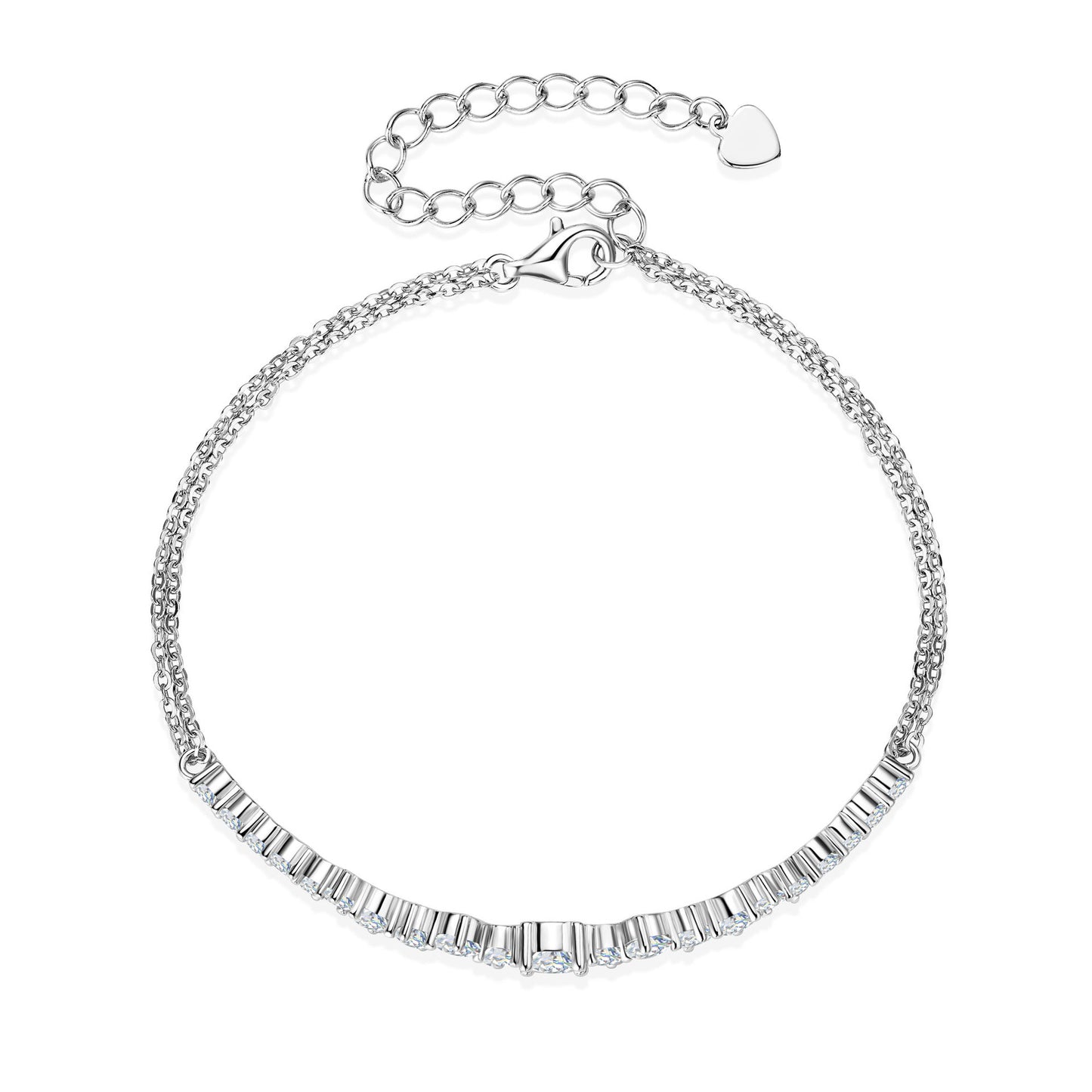 S925 Sterling Silver Gypsy Moissanite Bracelet - Bohemian Style