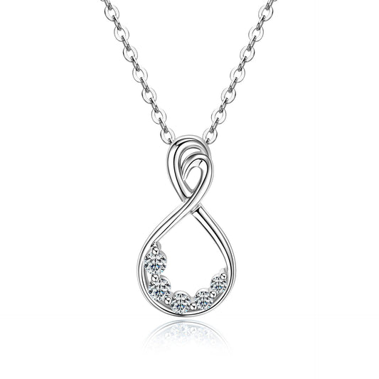 Infinity Symbol Moissanite Necklace - S925 Sterling Silver Twisted Design