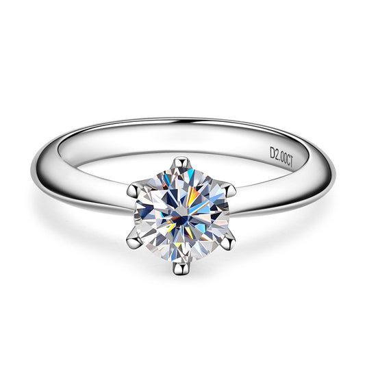 Classic Six-Prong D Color Moissanite Ring - 18K Gold Plated Engagement Ring