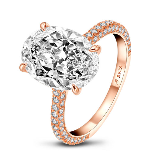 S925 Sterling Silver 5 Carat Oval Diamond Ring - Luxury Statement Engagement Ring