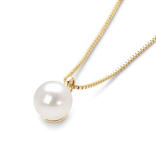S925 Sterling Silver Natural Freshwater Pearl Necklace - Dual Color Options Single Pearl Pendant