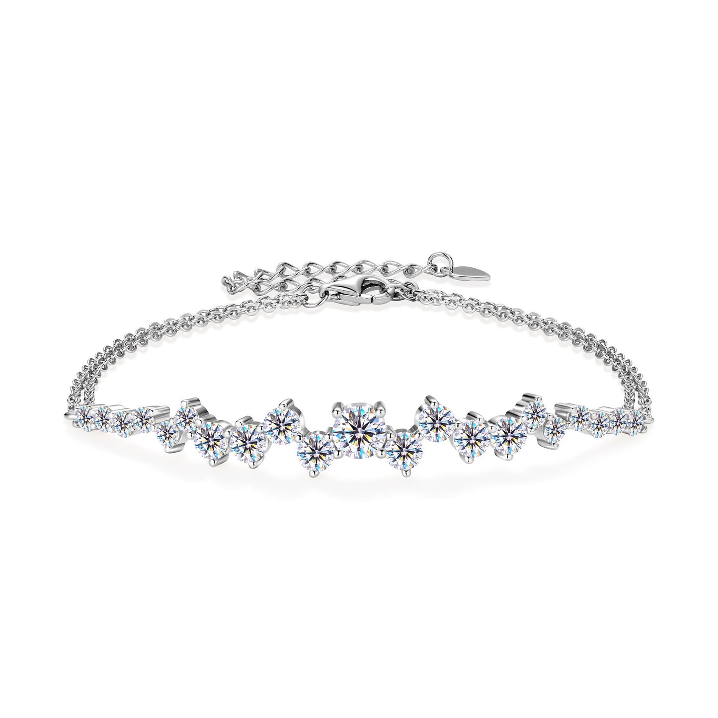 S925 Sterling Silver Gypsy Moissanite Bracelet - Bohemian Style