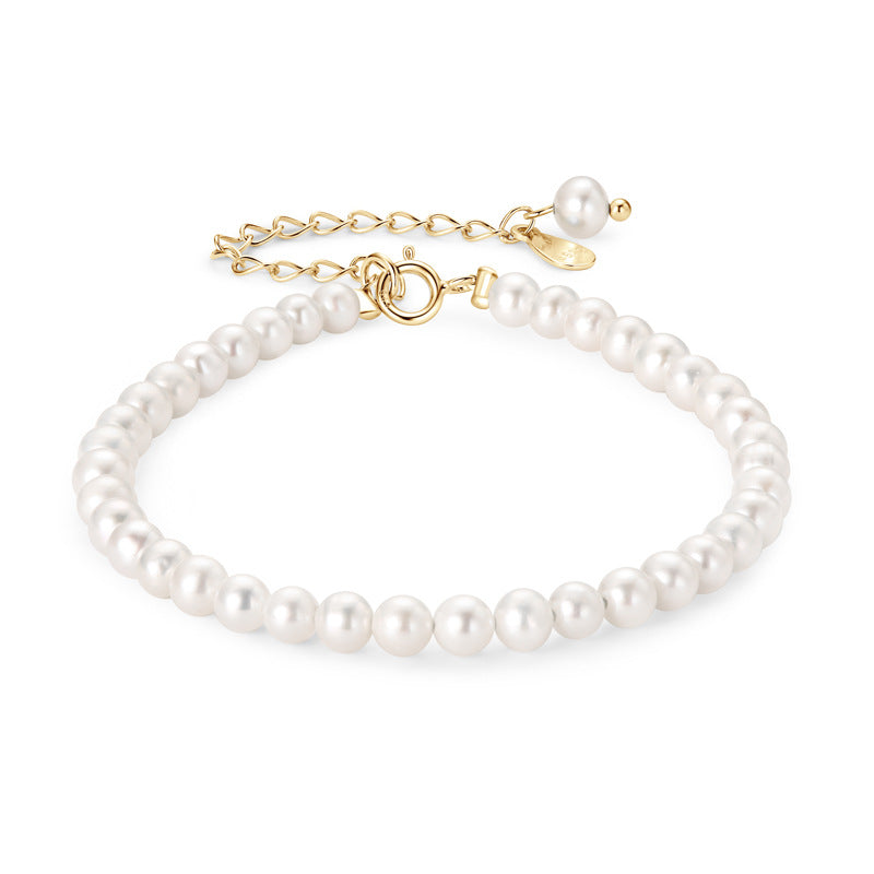 Natural Freshwater Pearl Bracelet - S925 Sterling Silver Classic White Pearl Bracelet
