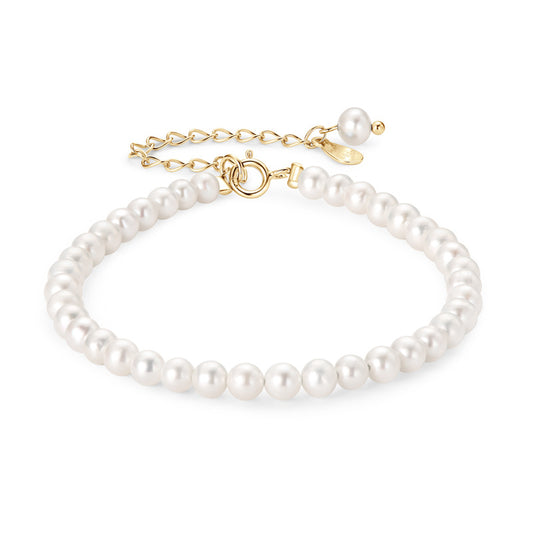 Natural Freshwater Pearl Bracelet - S925 Sterling Silver Classic White Pearl Bracelet