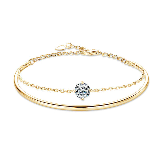 S925 Sterling Silver Stackable Moissanite Bracelet - Layering Luxury Jewelry