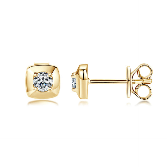S925 Sterling Silver Square Moissanite Stud Earrings - Comfortable Sleep-In Earrings