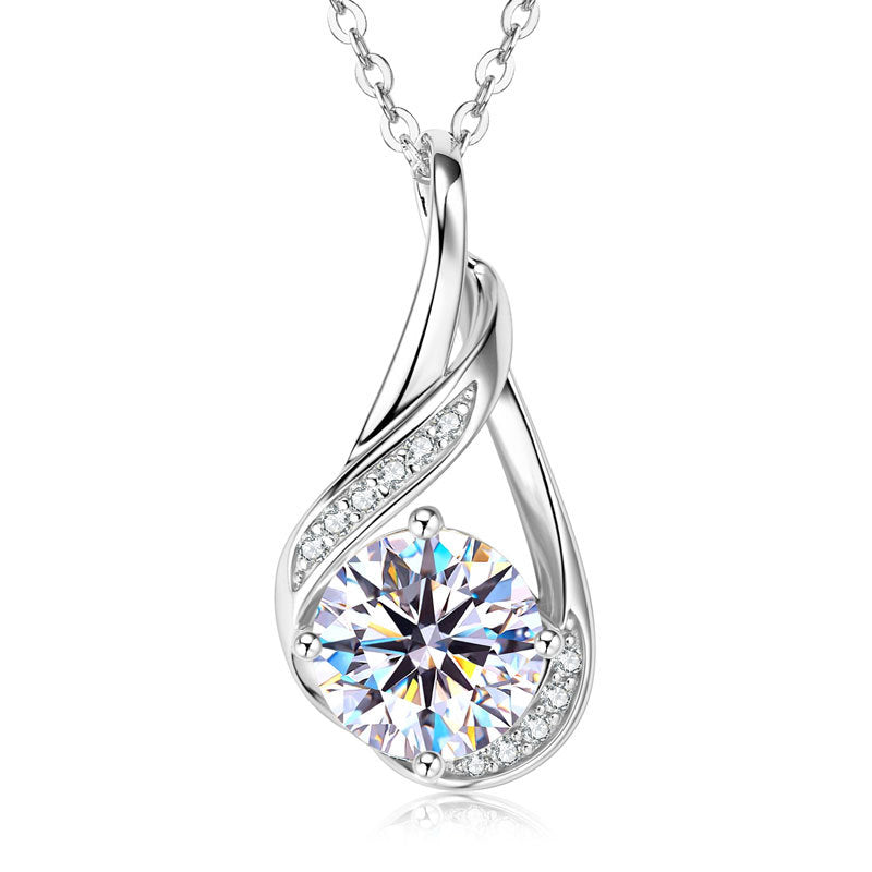 2 Carat D-Color Moissanite Teardrop Pendant Necklace - S925 Sterling Silver