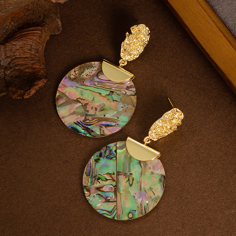 Abalone Shell Stud Earrings - Natural Shell Sterling Silver Post Earrings for Women