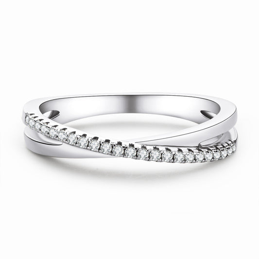 S925 Sterling Silver X-Shaped Cross Moissanite Ring - Tail Ring