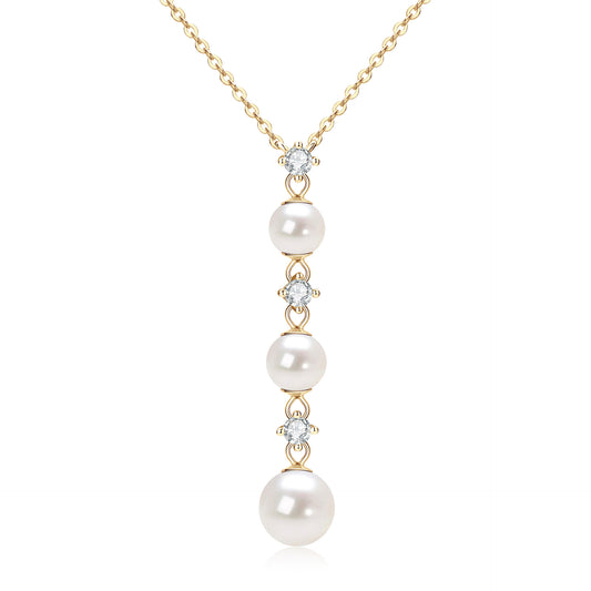 Natural Freshwater Pearl Delicate Chain Necklace - Invisible Floating Pearl Necklace