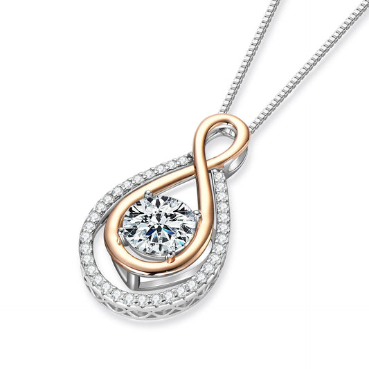 3 Carat Moissanite Infinity Necklace - S925 Sterling Silver Pendant for Women