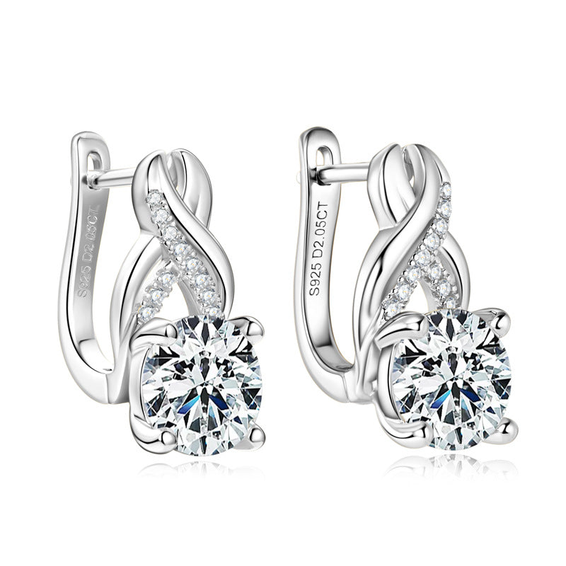 S925 Sterling Silver Water Drop Earrings - 2 Carat Moissanite Twist Earrings