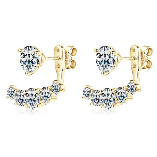 Convertible Moissanite Stud Earrings - Sterling Silver 2-Way Design for Women