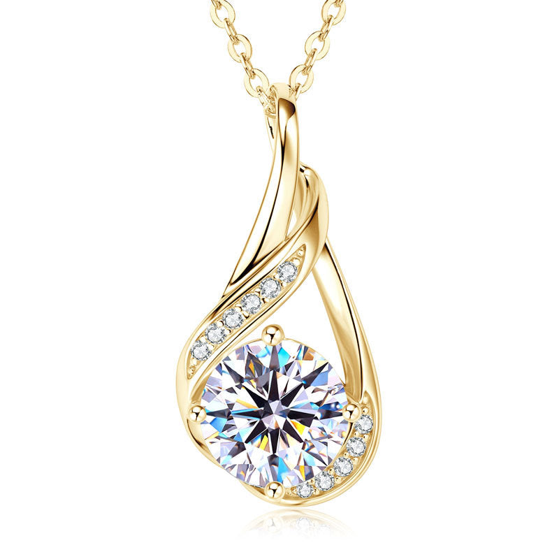 2 Carat D-Color Moissanite Teardrop Pendant Necklace - S925 Sterling Silver