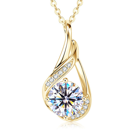 2 Carat D-Color Moissanite Teardrop Pendant Necklace - S925 Sterling Silver