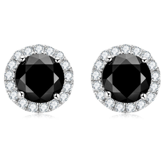 S925 Sterling Silver Black Moissanite Stud Earrings - Sophisticated Fashion Statement