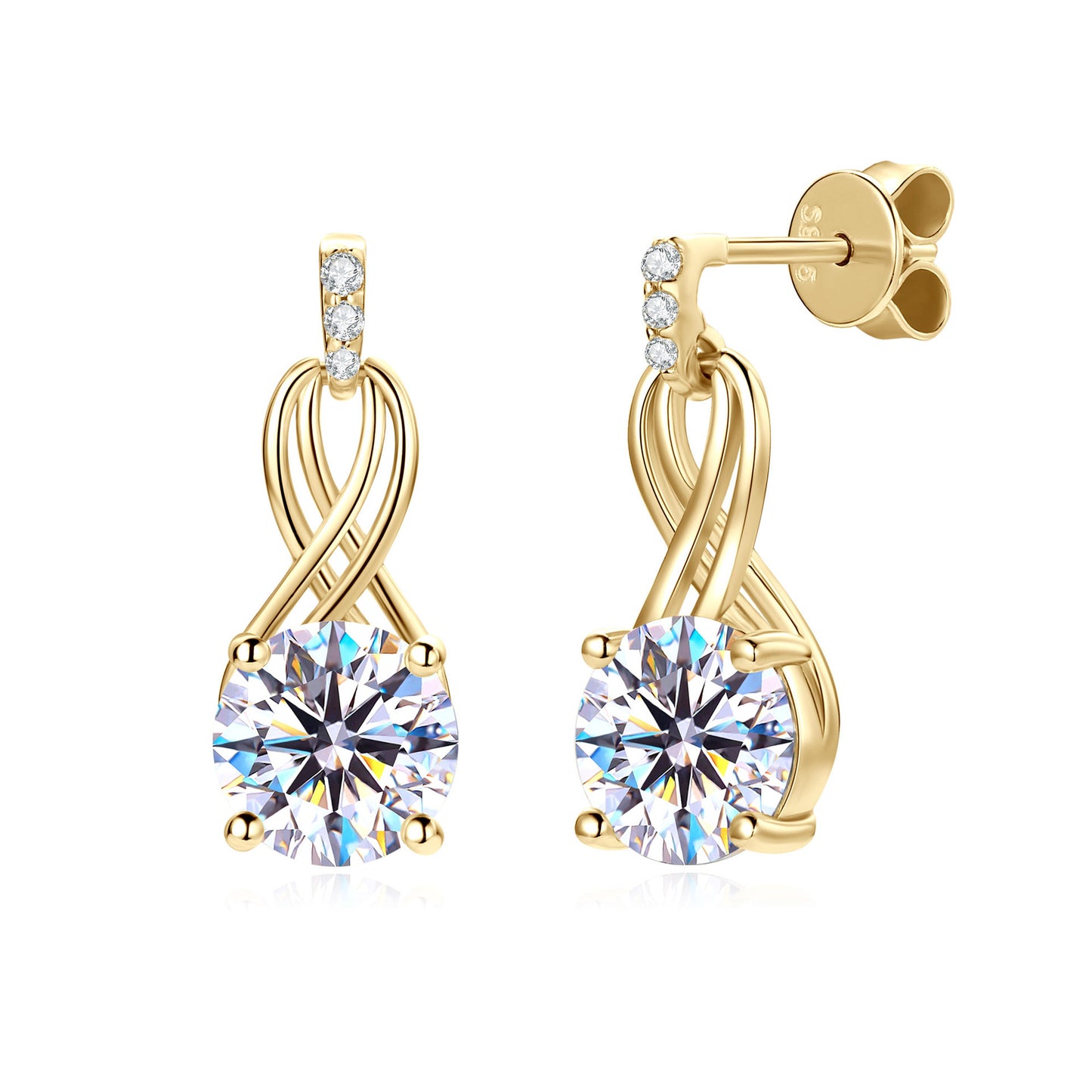 2 Carat Moissanite Drop Earrings - Sterling Silver French Style for Women